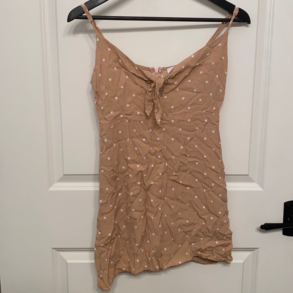 Vici Polka Dot Tie Dress - Blush